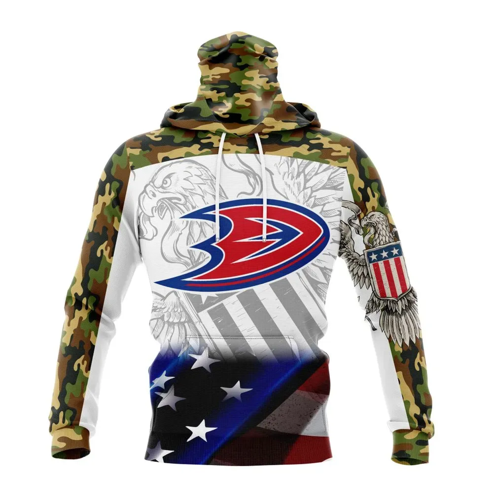 NHL Anaheim Ducks | Specialized Design With Our America Flag And Our America Eagle Mask Hoodie