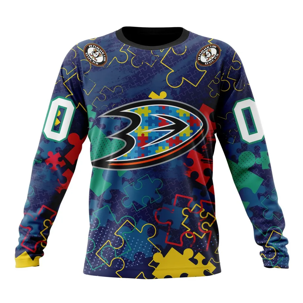 NHL Anaheim Ducks | Specialized Fearless Aganst Autism Long Sleeved Sweatshirt 