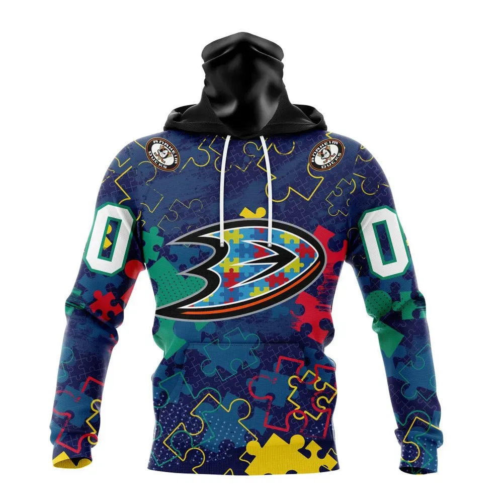 NHL Anaheim Ducks | Specialized Fearless Aganst Autism Mask Hoodie