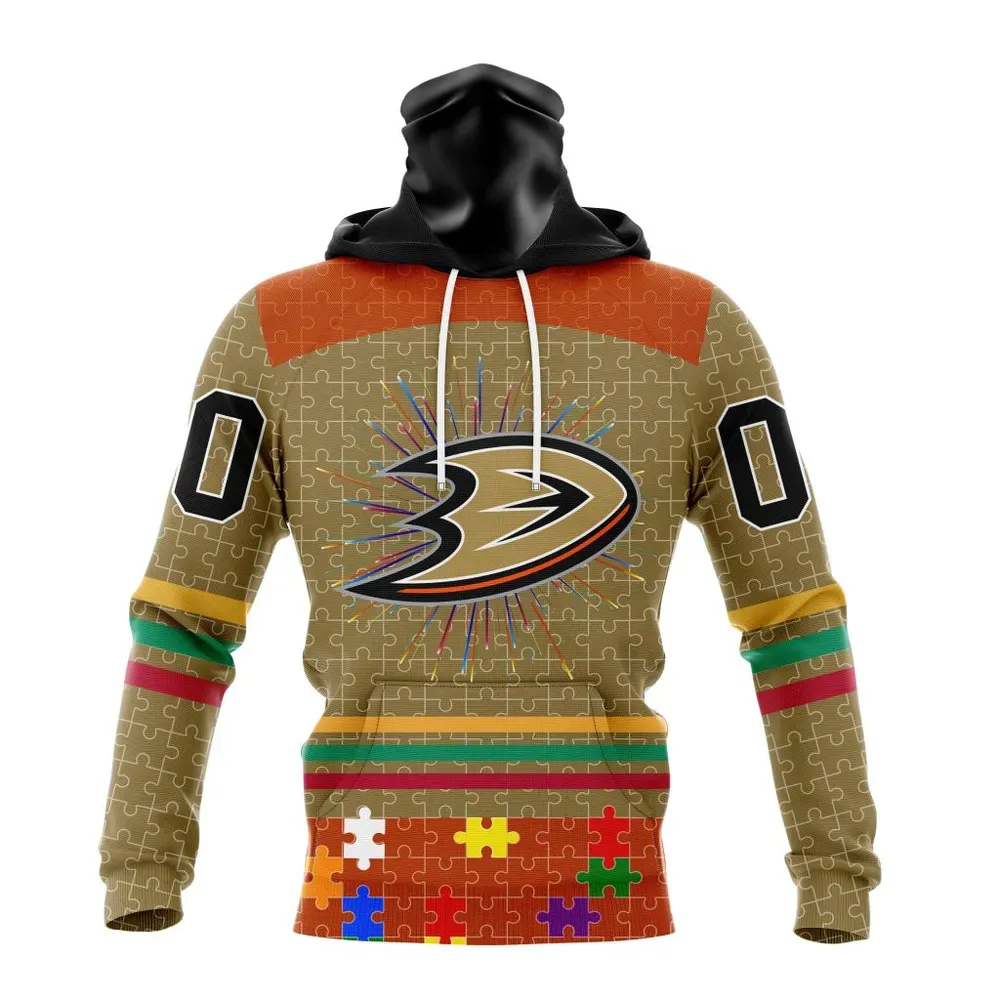 NHL Anaheim Ducks | Specialized Fearless Aganst Autism V0122 Mask Hoodie