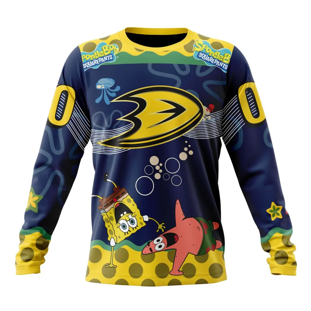 NHL Anaheim Ducks | Specialized Jersey With Spongebob Long Sleeved Sweatshirt 