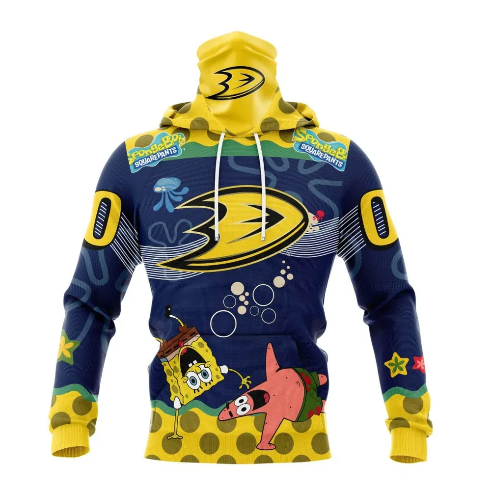 NHL Anaheim Ducks | Specialized Jersey With Spongebob Mask Hoodie