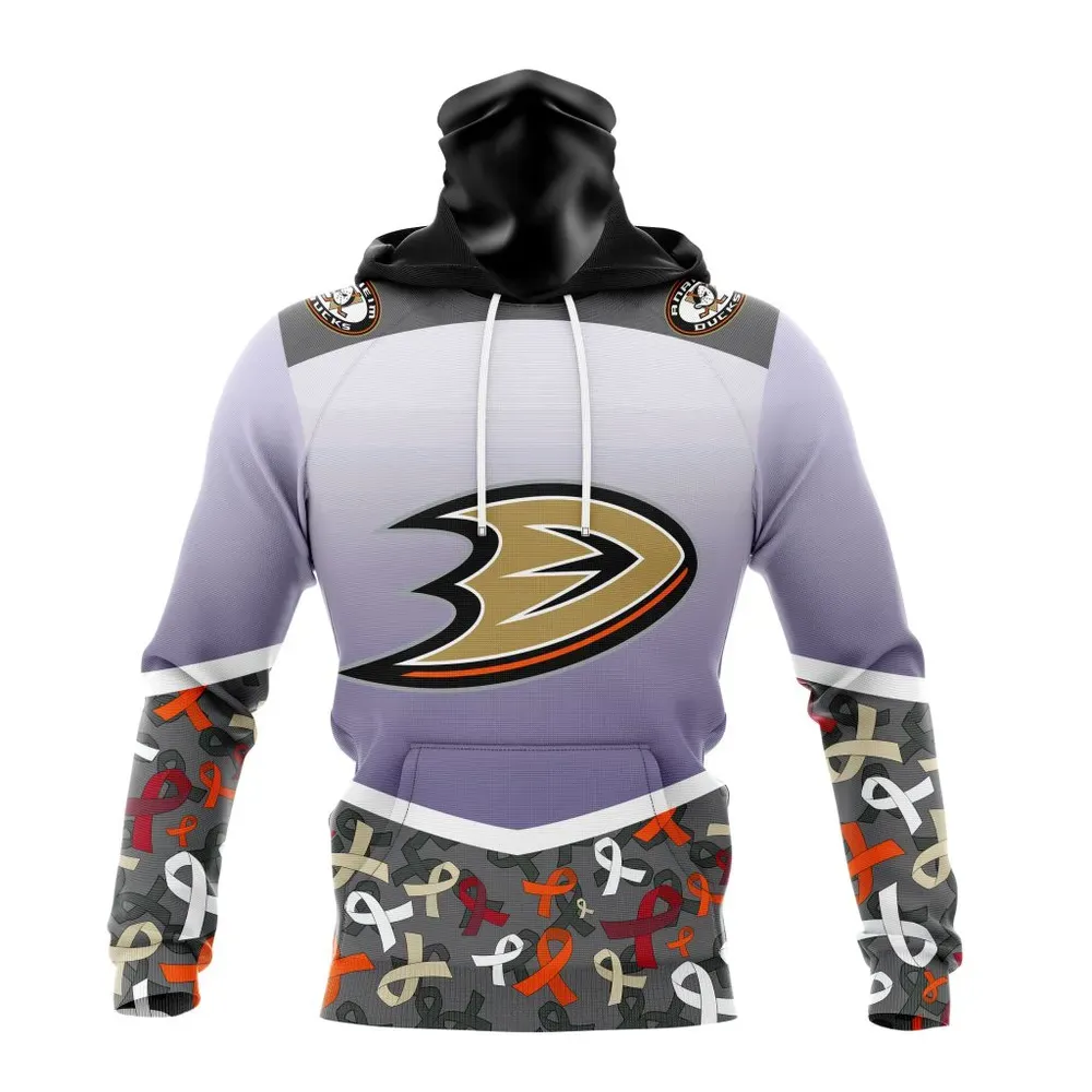 NHL Anaheim Ducks | Specialized Sport Fights Again All Cancer V0122 Mask Hoodie