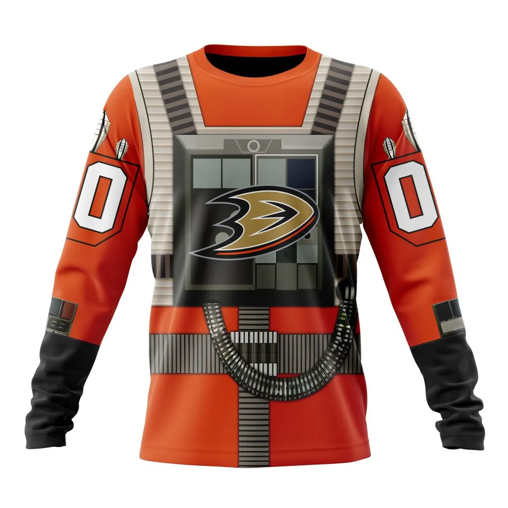 NHL Anaheim Ducks Star Wars Rebel Pilot Design St2201 Long Sleeved Sweatshirt 