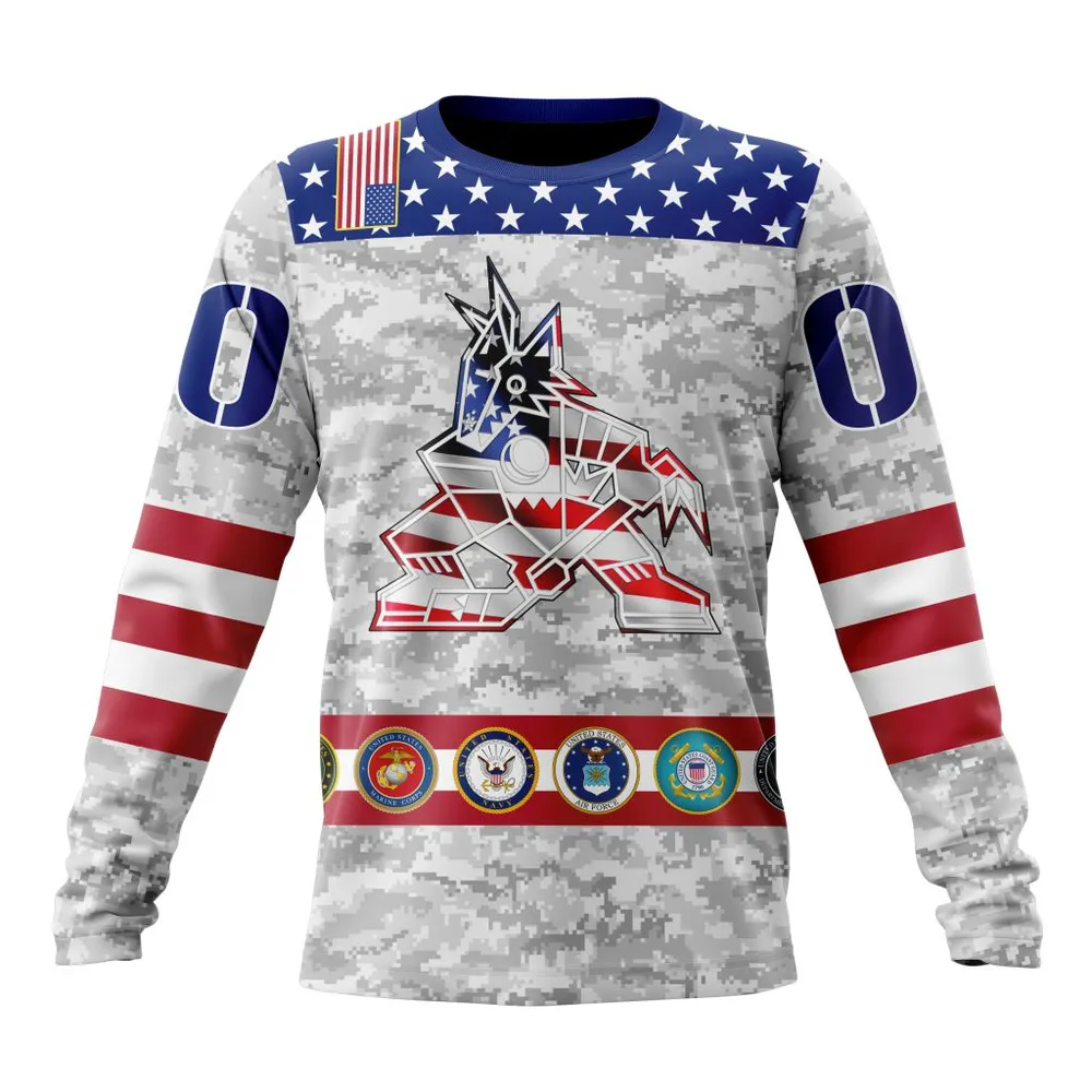 NHL Arizona Coyotes Armed Forces Appreciation St2201 Long Sleeved Sweatshirt 