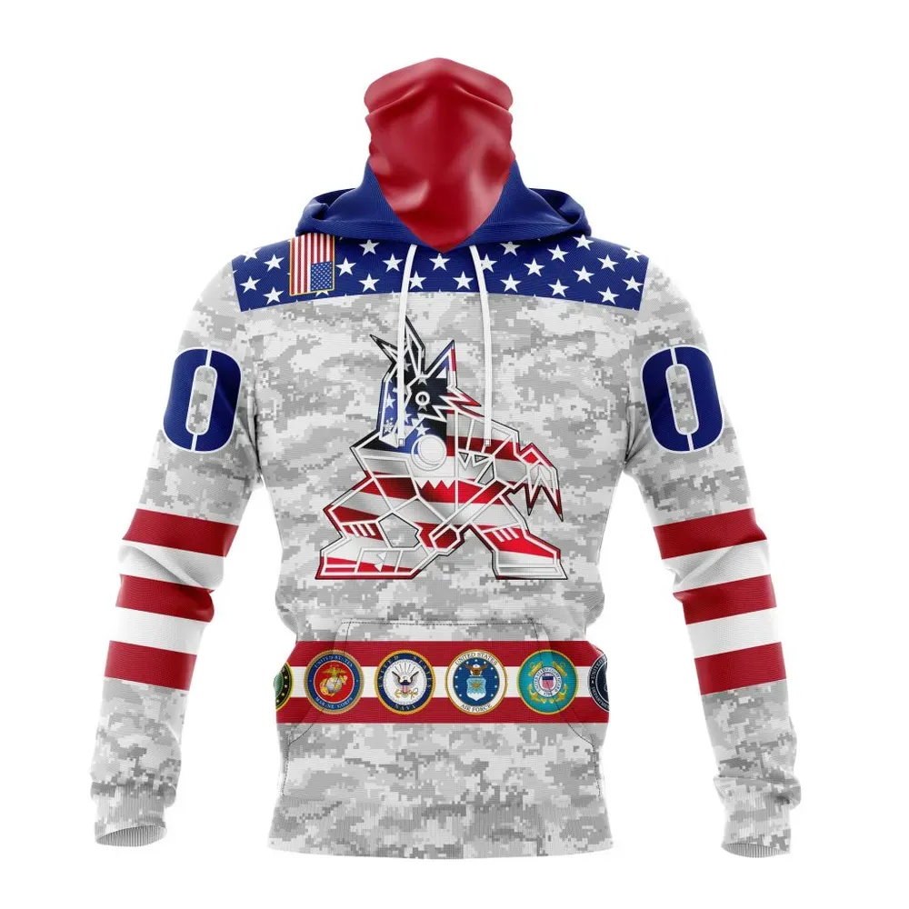 NHL Arizona Coyotes Armed Forces Appreciation St2201 Mask Hoodie