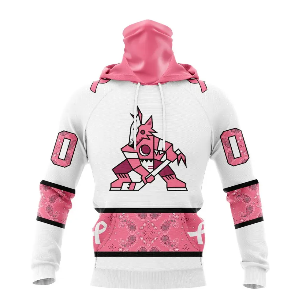 NHL Arizona Coyotes In Classic Style With Paisley! In October We Wear Pink Breast Cancer Mask Hoodie