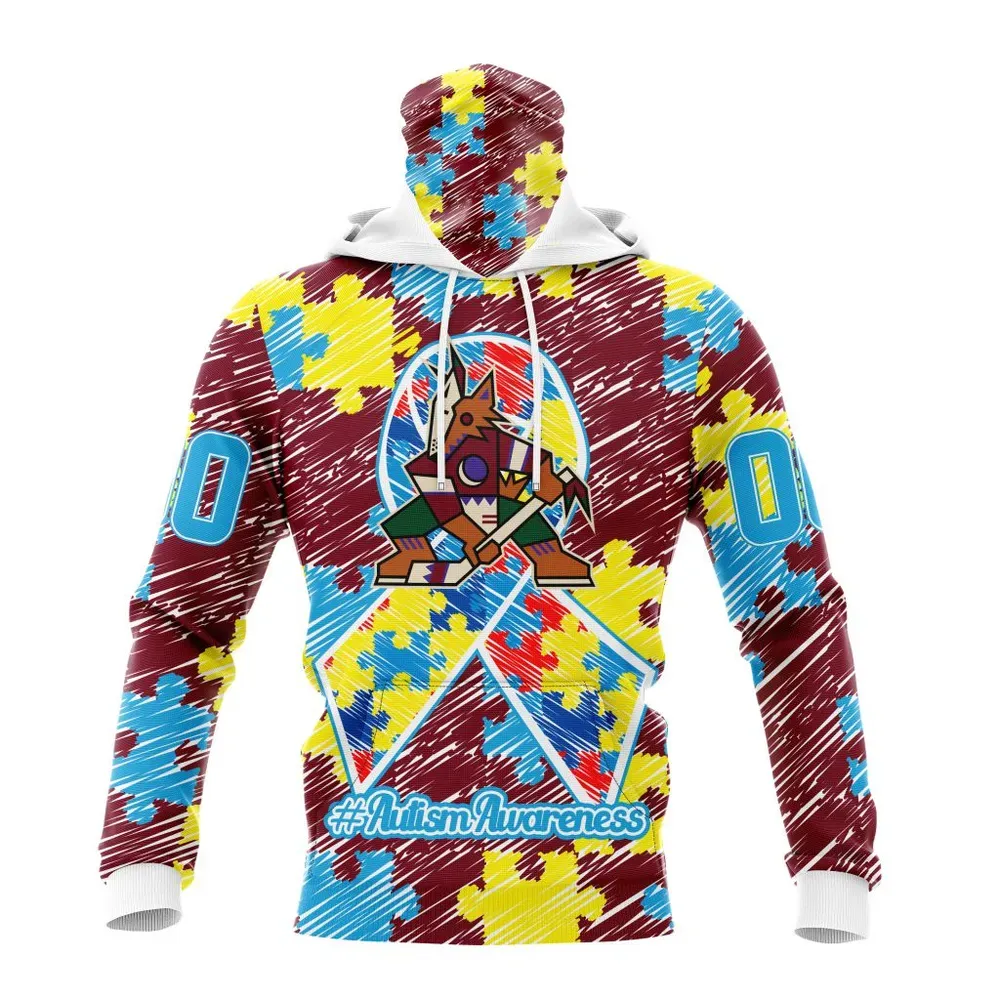 NHL Arizona Coyotes Special Autism Awareness Design St2201 Mask Hoodie