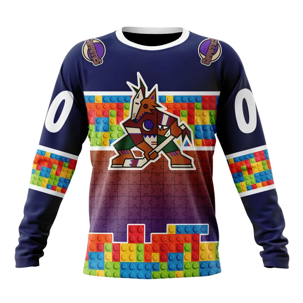 NHL Arizona Coyotes Special Autism Awareness Design V2301 Long Sleeved Sweatshirt 