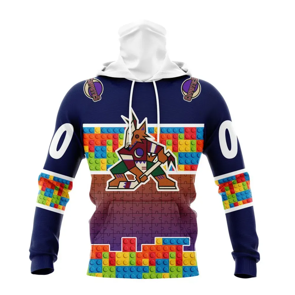 NHL Arizona Coyotes Special Autism Awareness Design V2301 Mask Hoodie