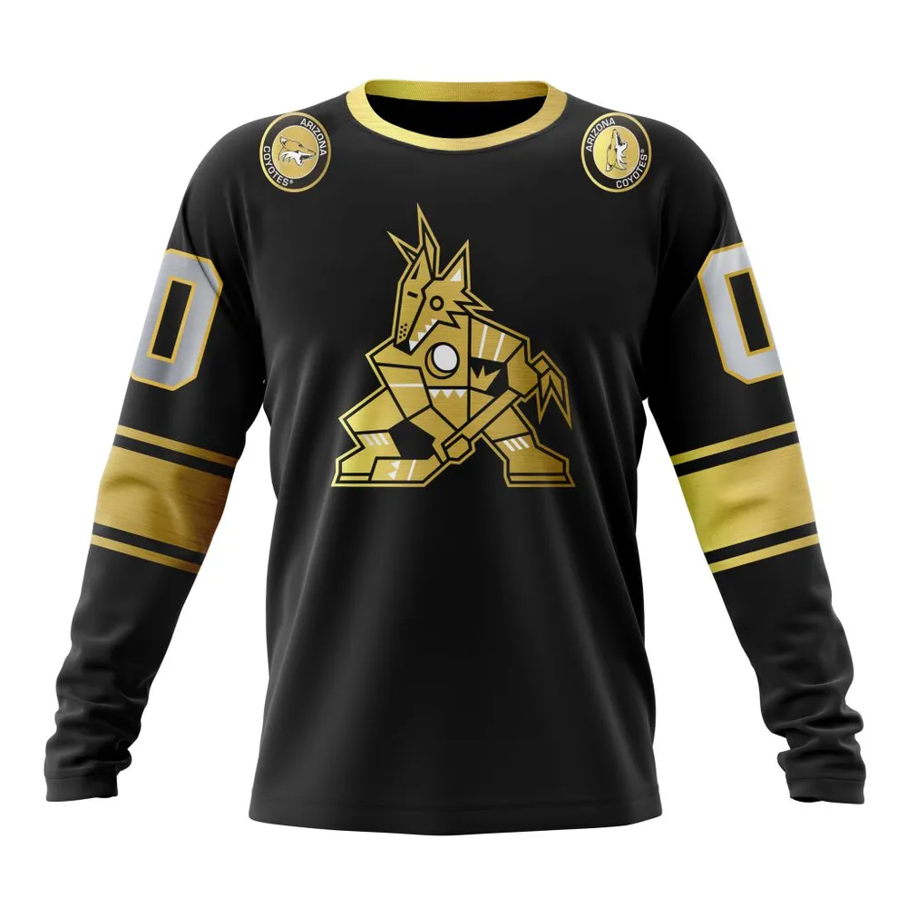 NHL Arizona Coyotes Special Black And Gold Design St2401 Long Sleeved Sweatshirt 