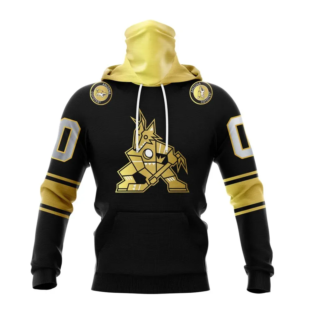 NHL Arizona Coyotes Special Black And Gold Design St2401 Mask Hoodie