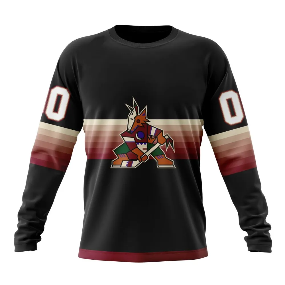 NHL Arizona Coyotes Special Black And Gradient Design St2301 Long Sleeved Sweatshirt 