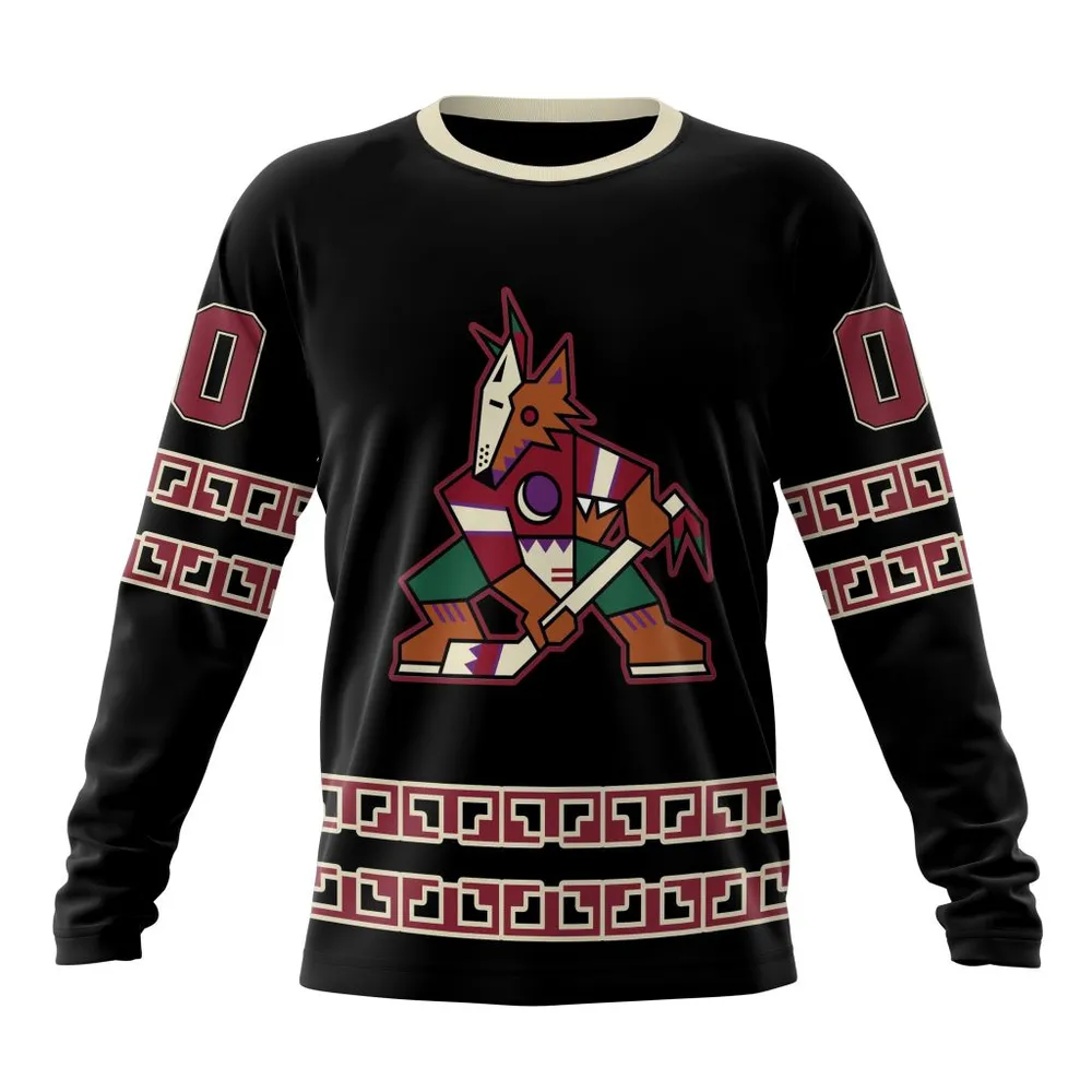 NHL Arizona Coyotes Special Blackout Design St2401 Long Sleeved Sweatshirt 