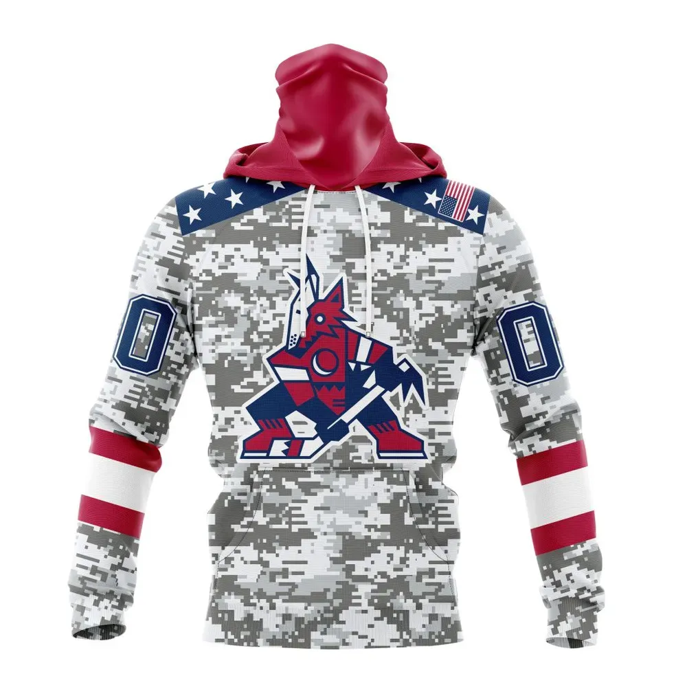 NHL Arizona Coyotes Special Camo Design For Veterans Day St2301 Mask Hoodie