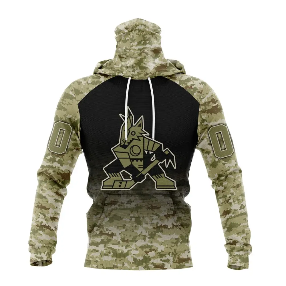 NHL Arizona Coyotes Special Camo Design For Veterans Day St2302 Mask Hoodie