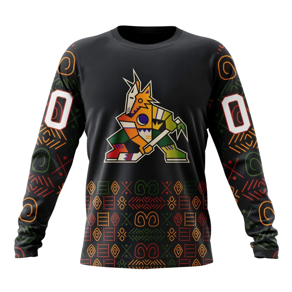 NHL Arizona Coyotes Special Design For Black History Month St2401 Long Sleeved Sweatshirt 