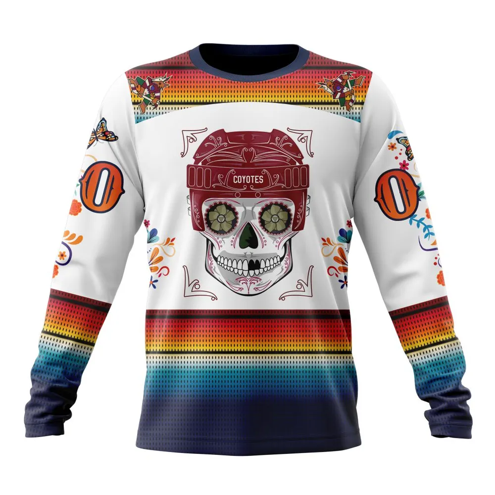 NHL Arizona Coyotes Special Design For Dia De Los Muertos St2301 Long Sleeved Sweatshirt 