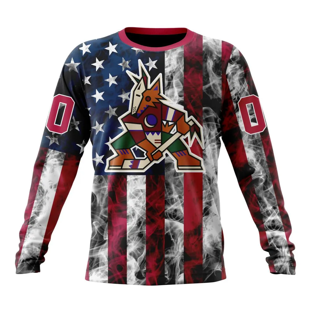 NHL Arizona Coyotes Special Design For Independence Day The Fourth Of July St2401 Long Sleeved Sweatshirt 