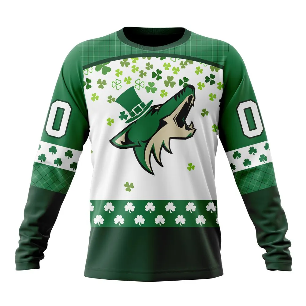 NHL Arizona Coyotes Special Design For St. Patrick Day St2401 Long Sleeved Sweatshirt 