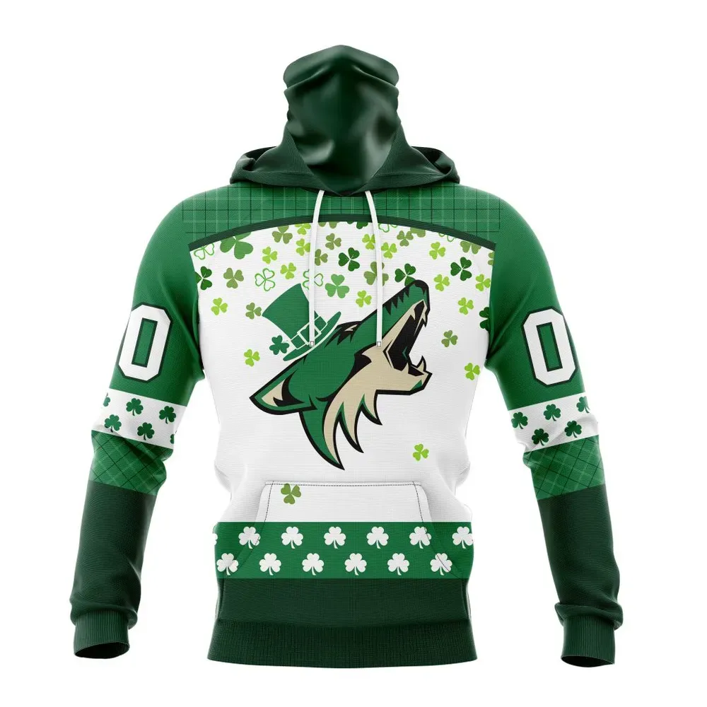 NHL Arizona Coyotes Special Design For St. Patrick Day St2401 Mask Hoodie