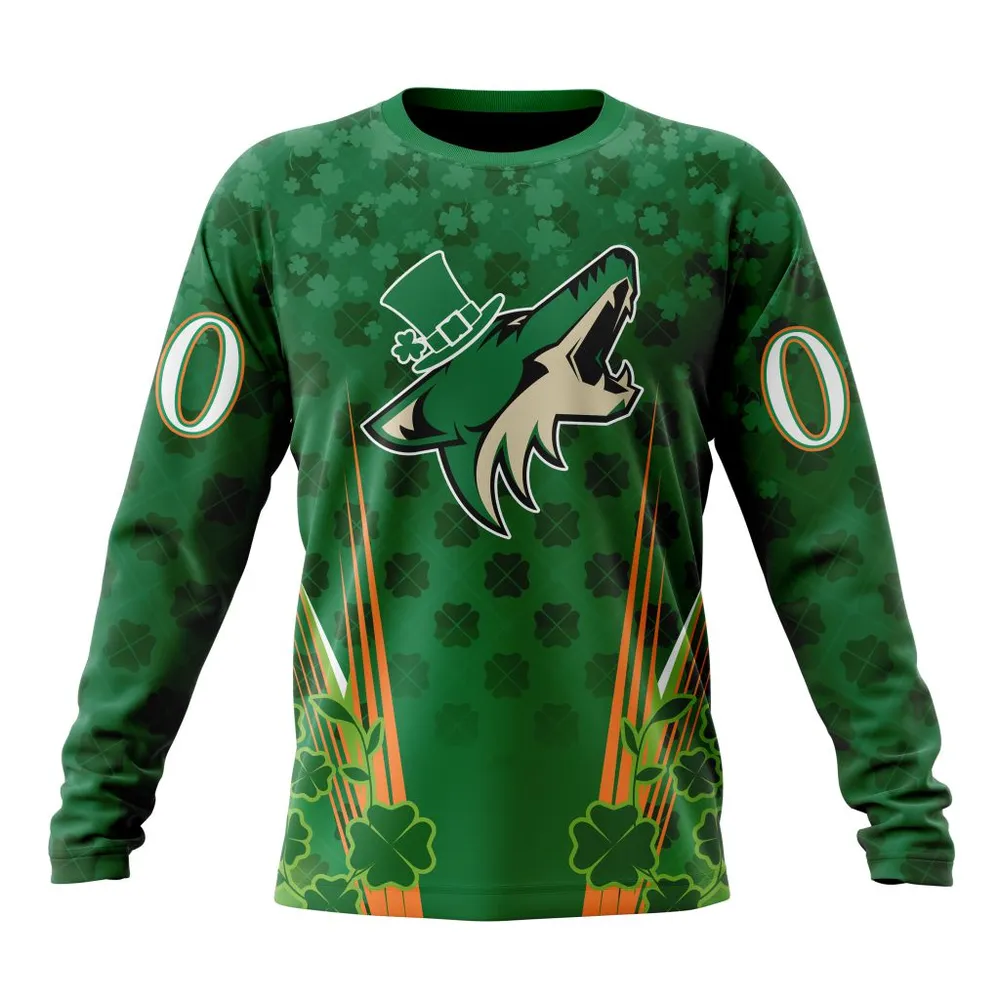 NHL Arizona Coyotes Special Design For St. Patrickâ€™S Day St2402 Long Sleeved Sweatshirt 