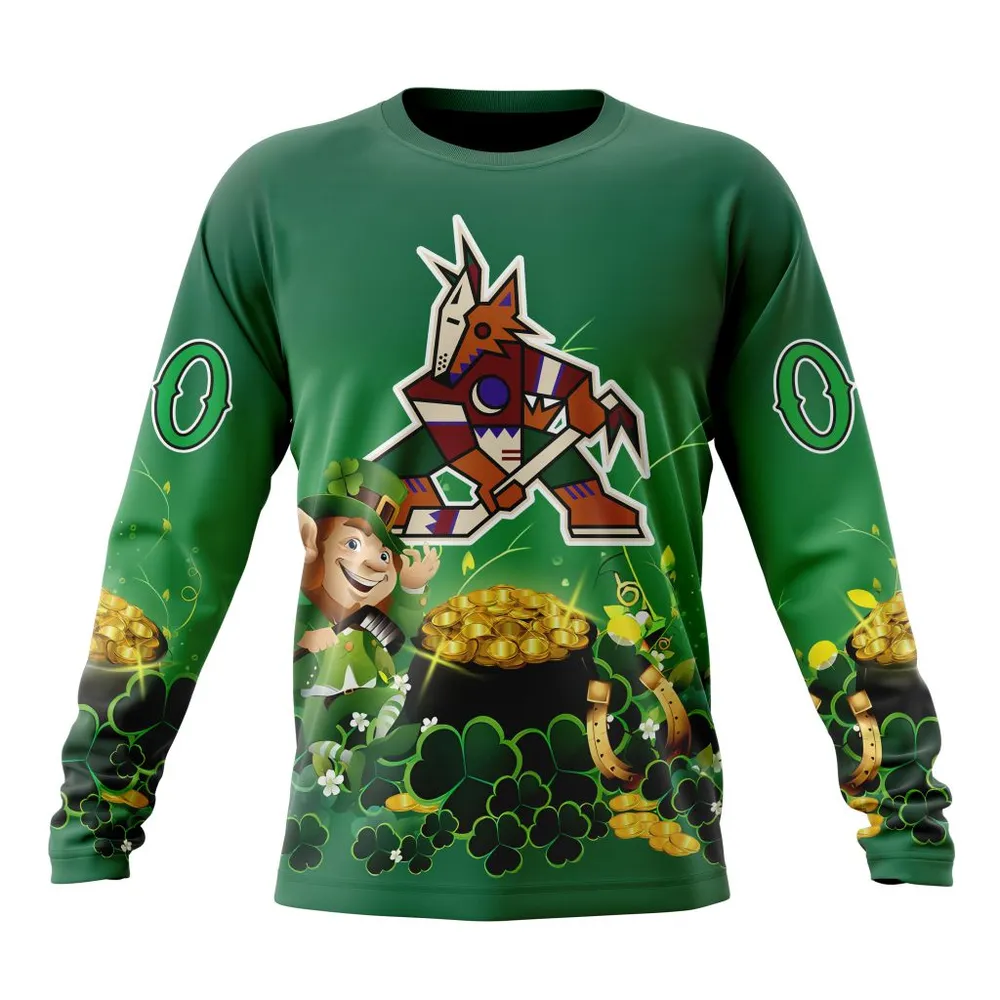 NHL Arizona Coyotes Special Design For St. Patrickâ€™S Day St2403 Long Sleeved Sweatshirt 