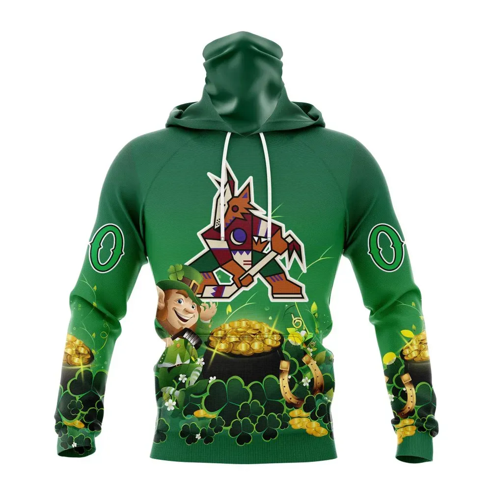 NHL Arizona Coyotes Special Design For St. Patrickâ€™S Day St2403 Mask Hoodie