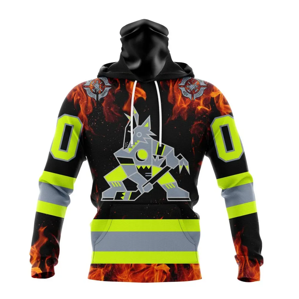 NHL Arizona Coyotes Special Design Honoring Firefighters St2401 Mask Hoodie