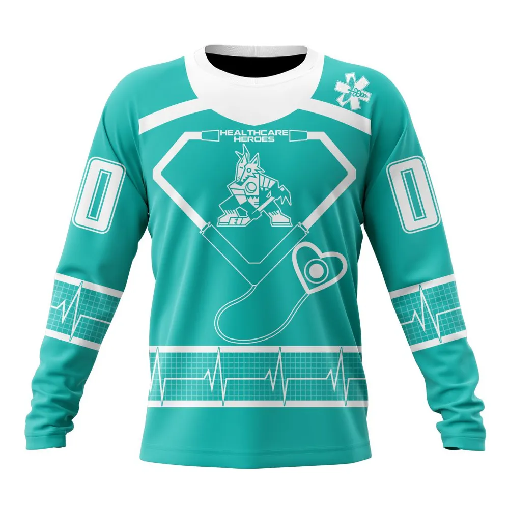 NHL Arizona Coyotes Special Design Honoring Healthcare Heroes St2301 Long Sleeved Sweatshirt 