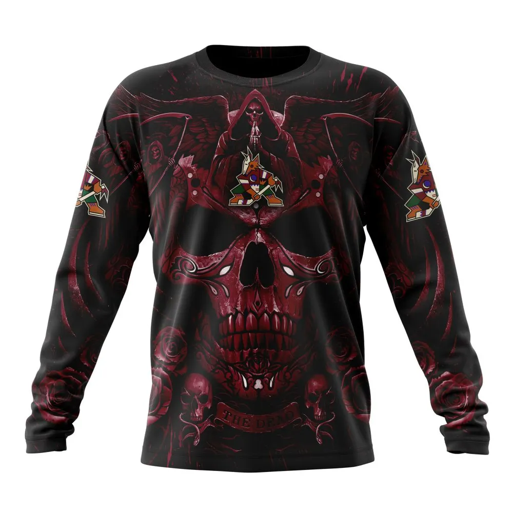 NHL Arizona Coyotes Special Design With Skull Art St2203 Long Sleeved Sweatshirt 