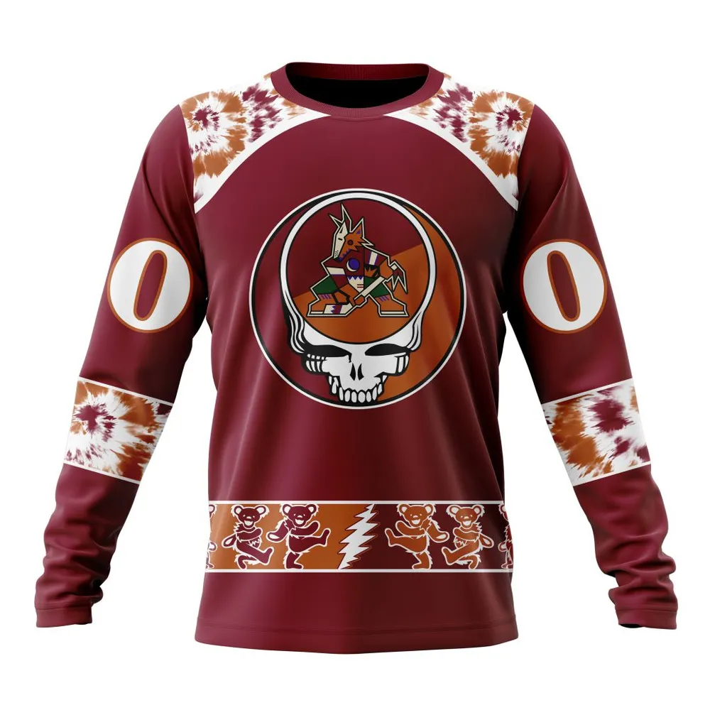 NHL Arizona Coyotes Special Grateful Dead Design St2301 Long Sleeved Sweatshirt 