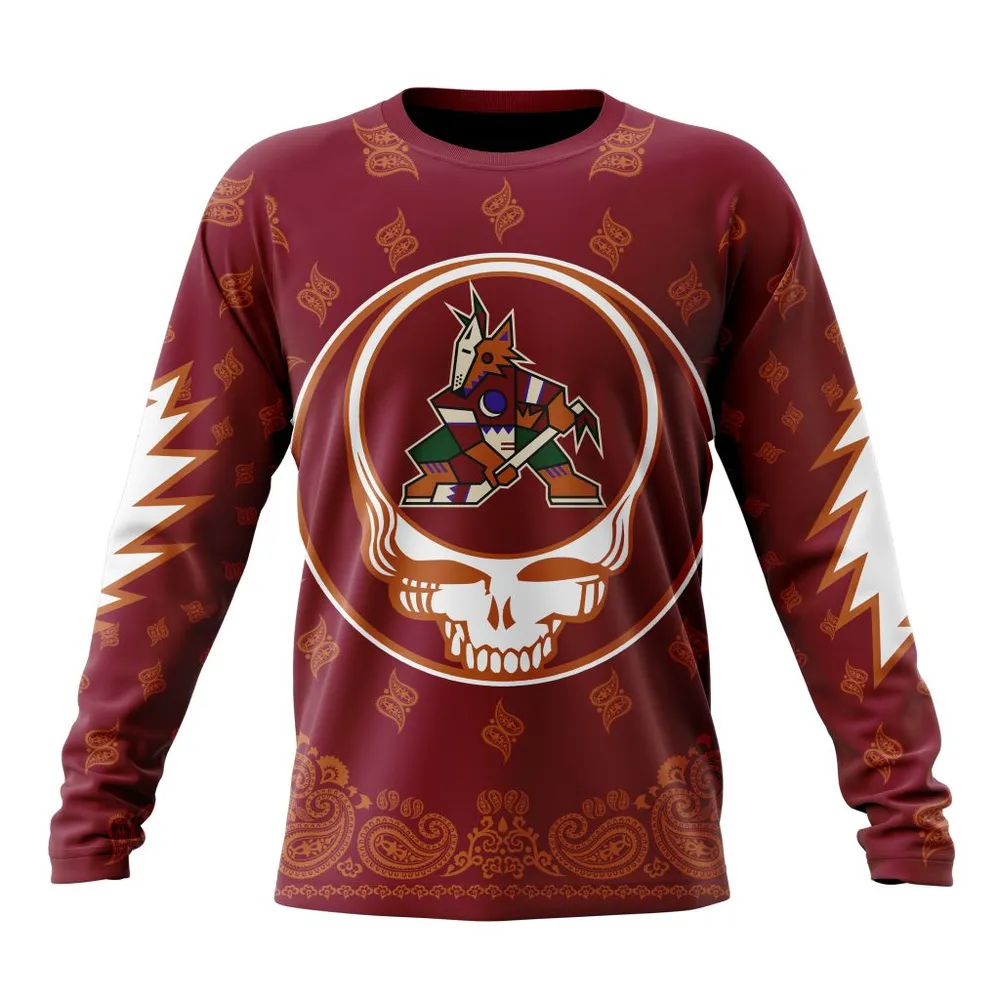 NHL Arizona Coyotes Special Grateful Dead Design St2303 Long Sleeved Sweatshirt 