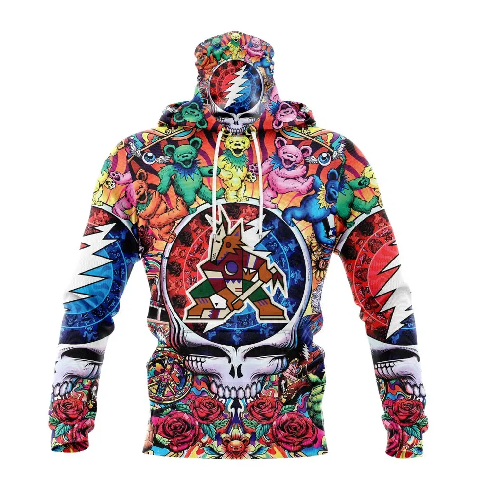 NHL Arizona Coyotes Special Grateful Dead Design St2304 Mask Hoodie