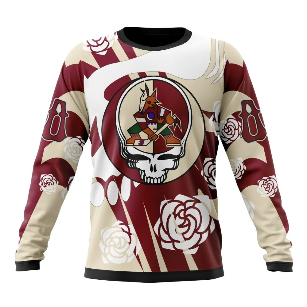 NHL Arizona Coyotes Special Grateful Dead Design St2305 Long Sleeved Sweatshirt 