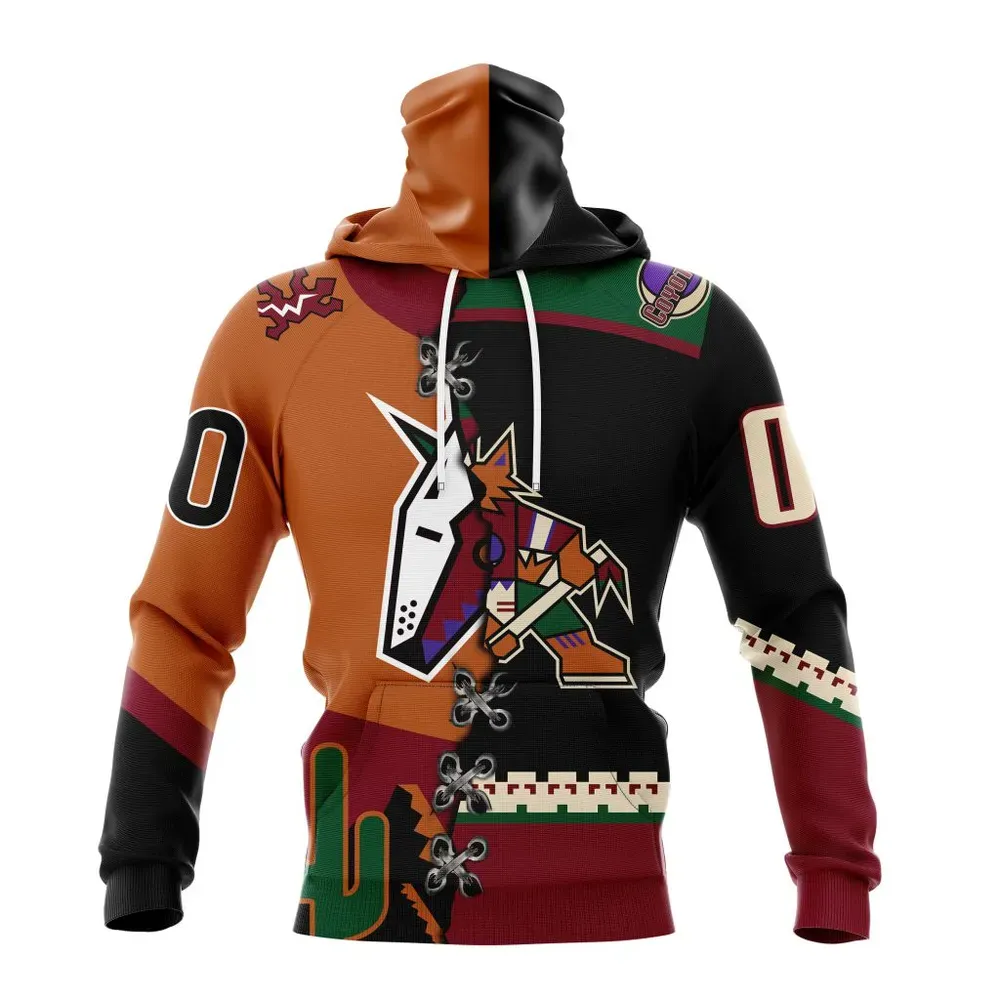 NHL Arizona Coyotes Special Home Mix Reverse Retro Personalized Kits Mask Hoodie