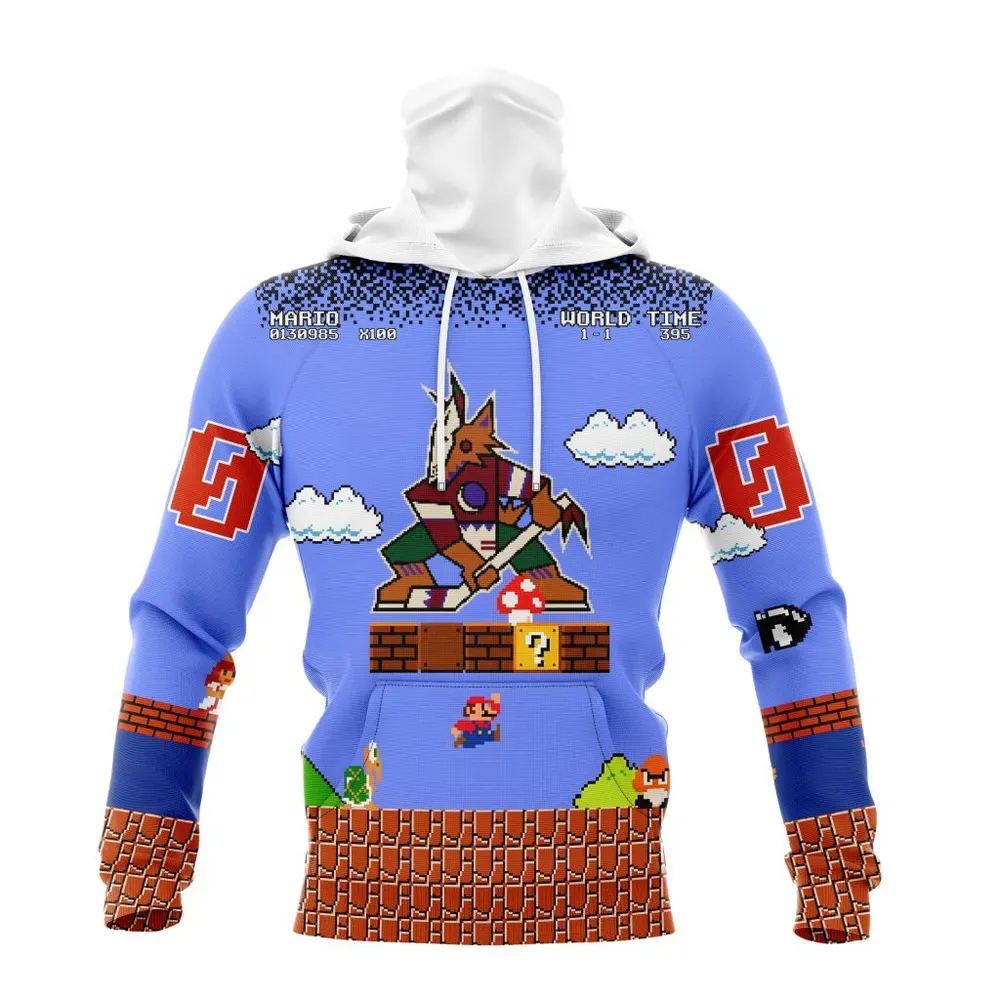 NHL Arizona Coyotes Special Kits With Super Mario Game Design Mask Hoodie