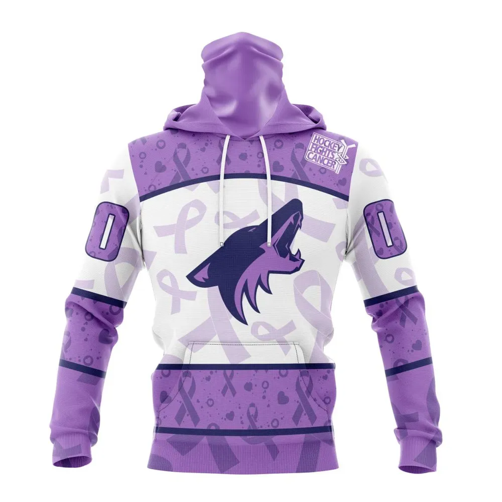 NHL Arizona Coyotes Special Lavender Fight Cancer St2201 Mask Hoodie