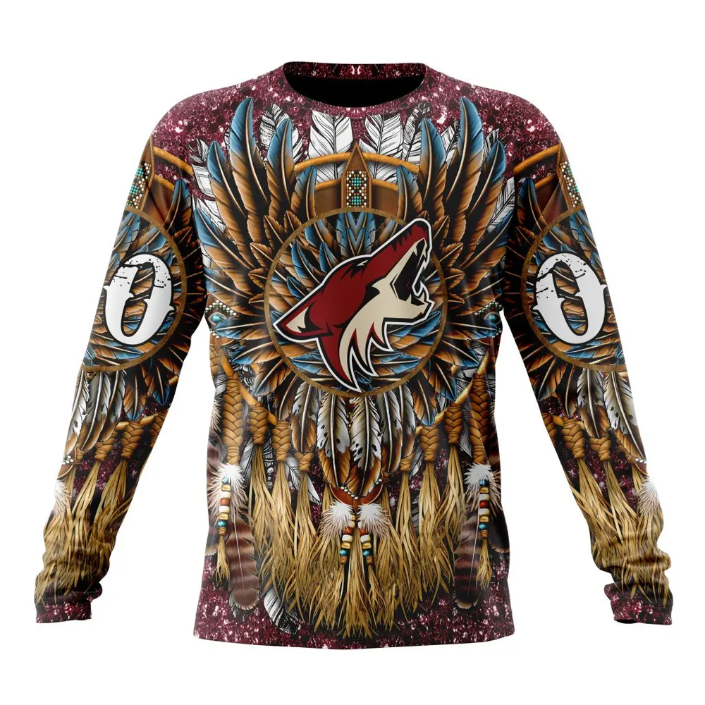 NHL Arizona Coyotes Special Native Costume Design St2201 Long Sleeved Sweatshirt 