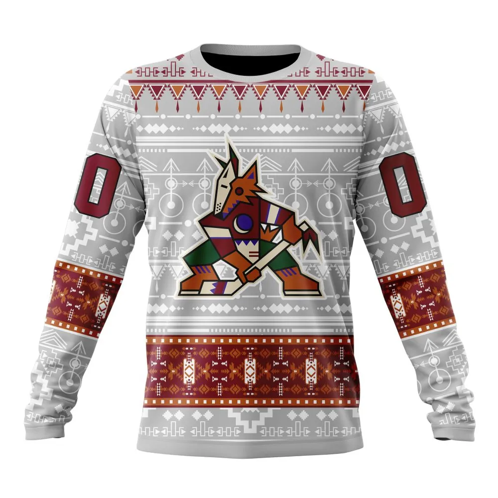 NHL Arizona Coyotes Special Native Design St2302 Long Sleeved Sweatshirt 