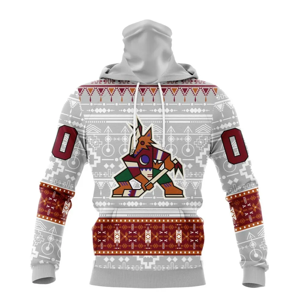 NHL Arizona Coyotes Special Native Design St2302 Mask Hoodie