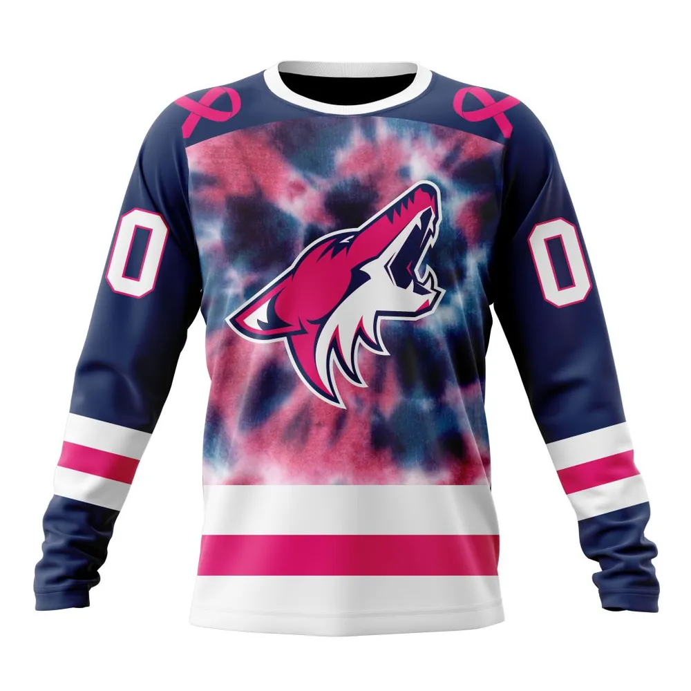 NHL Arizona Coyotes Special Pink October Fight Breast Cancer St2303 Long Sleeved Sweatshirt 