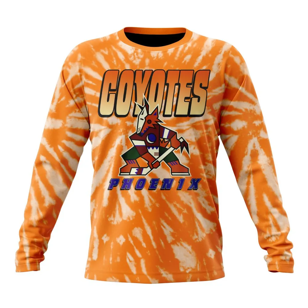 NHL Arizona Coyotes Special Retro Vintage Tie Dye St2201 Long Sleeved Sweatshirt 