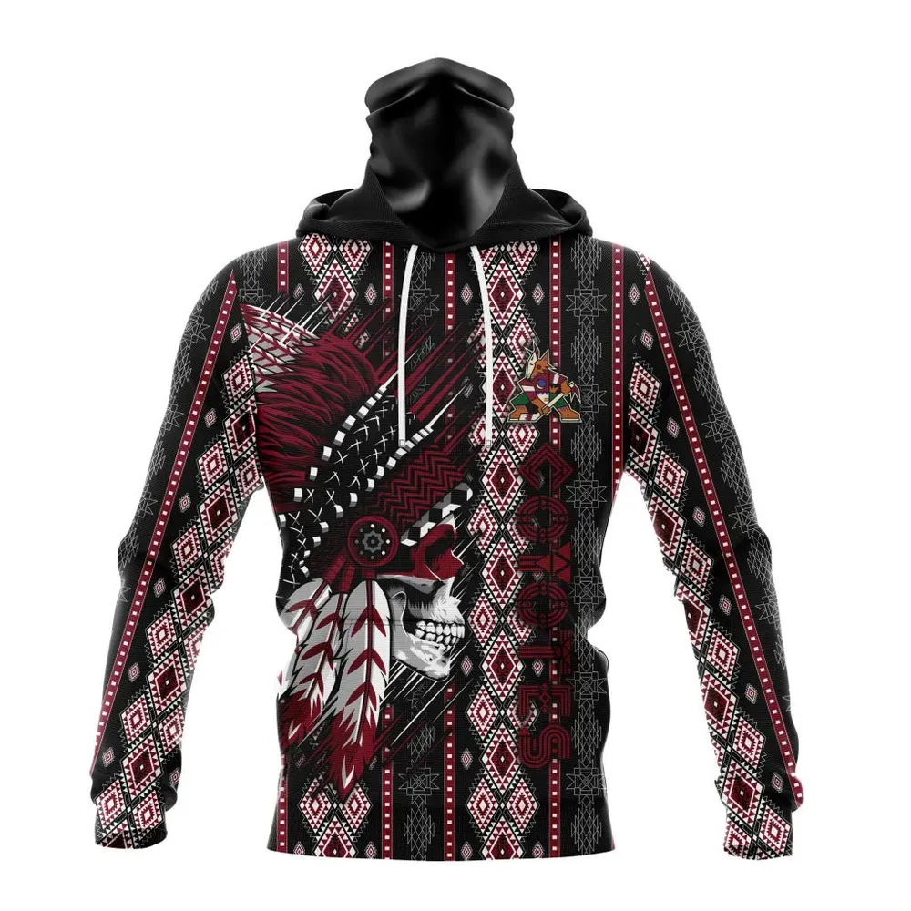 NHL Arizona Coyotes Special Skull Native Design St2301 Mask Hoodie