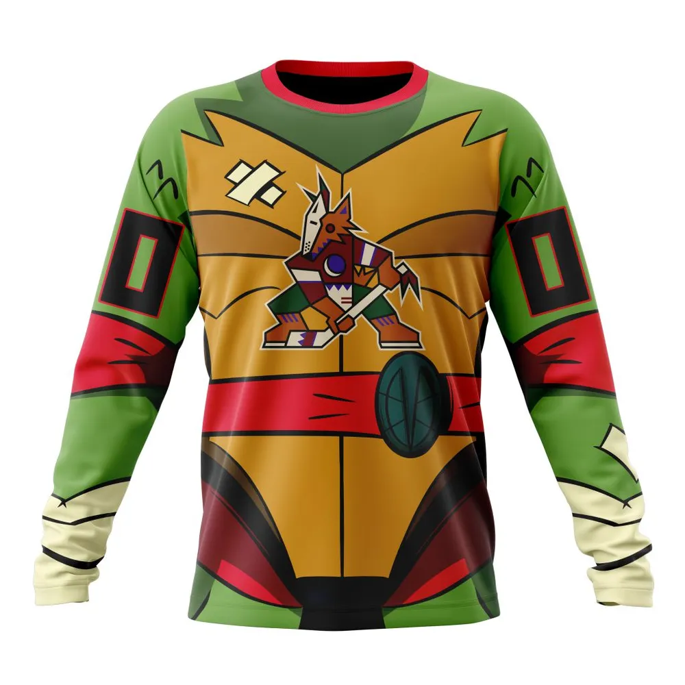 NHL Arizona Coyotes Special Teenage Mutant Ninja Turtles Design St2301 Long Sleeved Sweatshirt 