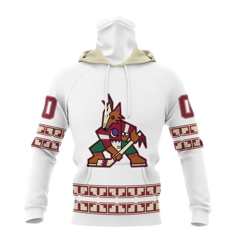 NHL Arizona Coyotes Special Whiteout Design St2401 Mask Hoodie