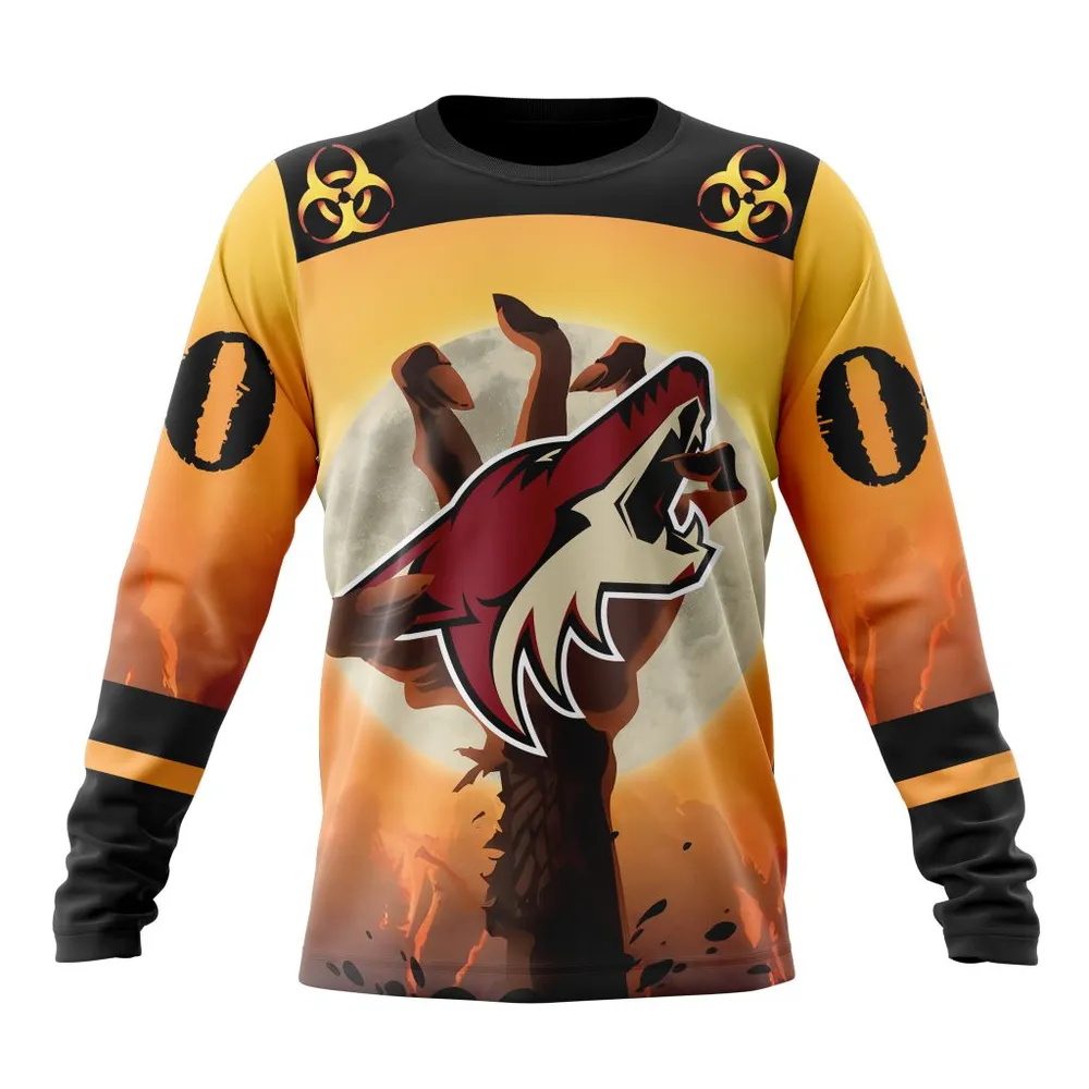 NHL Arizona Coyotes Special Zombie Design For Halloween St2305 Long Sleeved Sweatshirt 