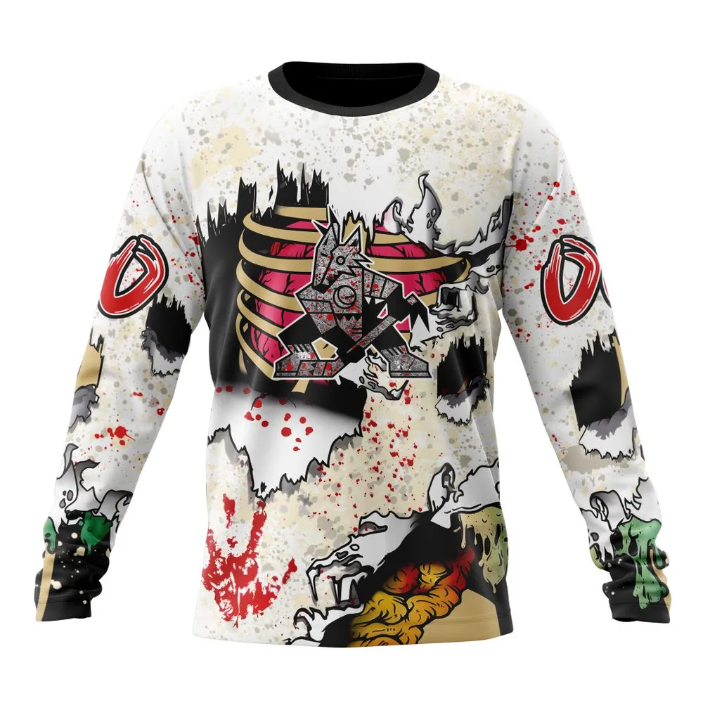 NHL Arizona Coyotes Special Zombie Style For Halloween St2304 Long Sleeved Sweatshirt 