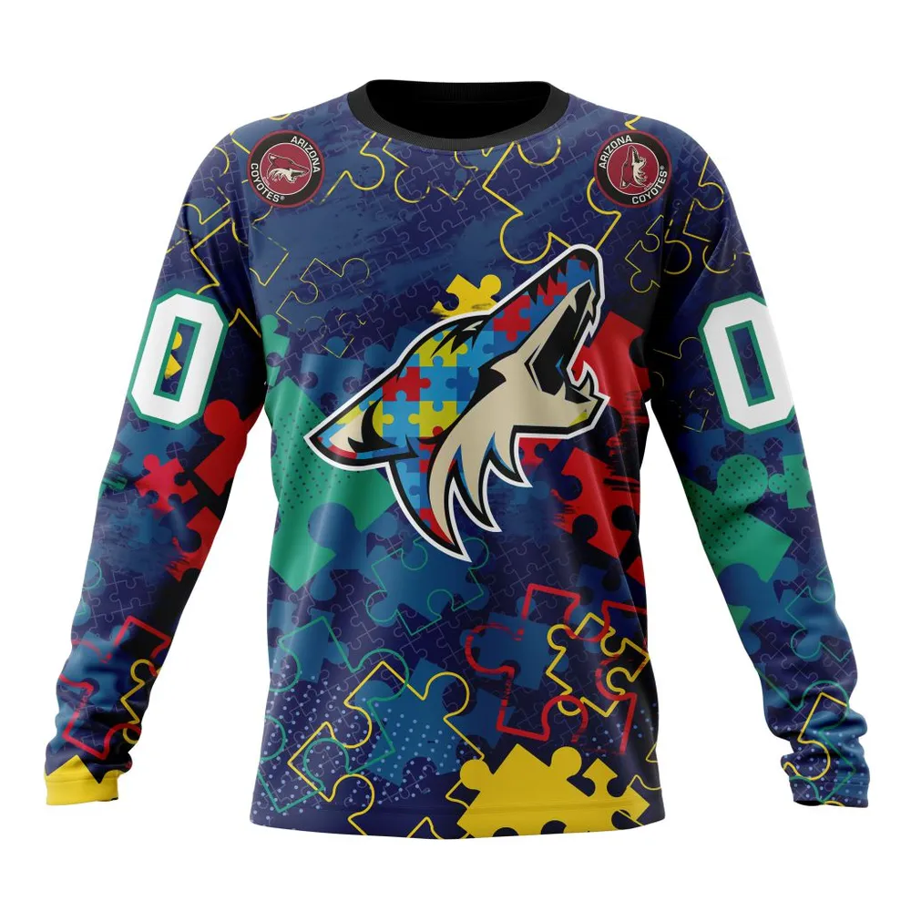 NHL Arizona Coyotes | Specialized Fearless Aganst Autism Long Sleeved Sweatshirt 