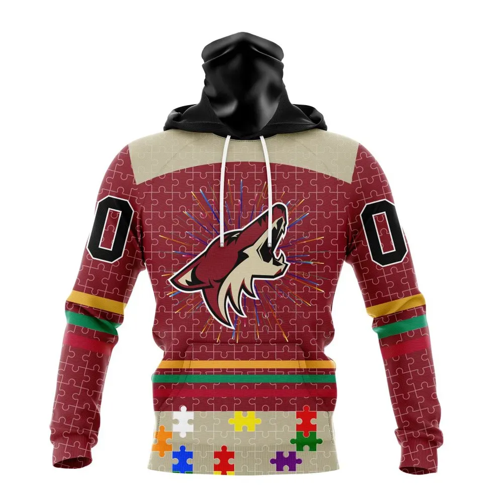 NHL Arizona Coyotes | Specialized Fearless Aganst Autism V0122 Mask Hoodie